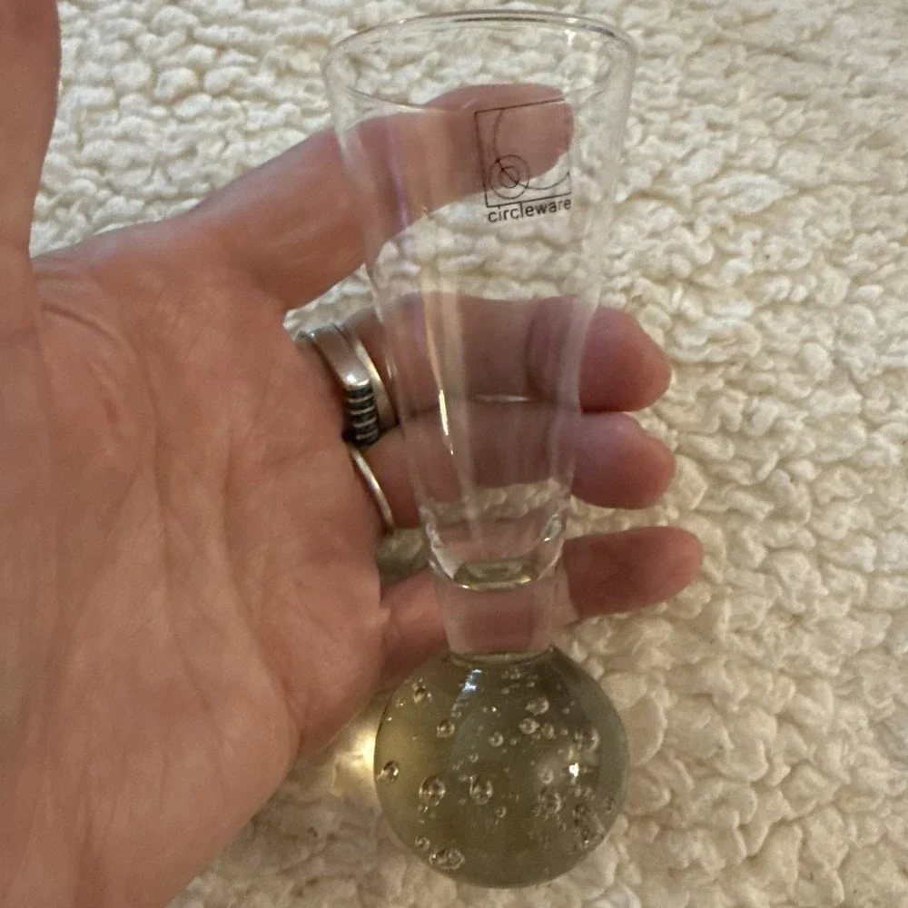 SET OF 6 Vintage Shot Glass Cordial Circleware Bubble Ball Bottom Base 4.5
